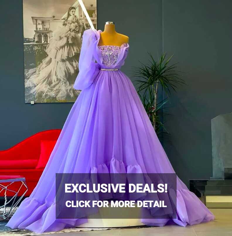 Elegant Purple Prom Dresses Long One Shoulder Tulle Ball Gown ...