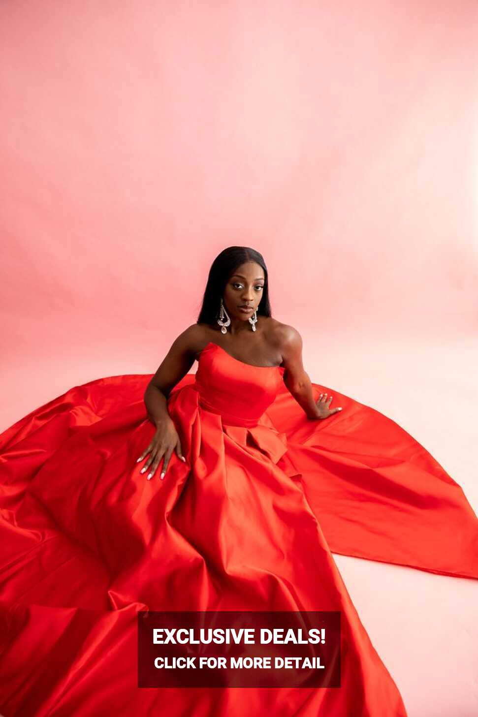 Elegant Red Dress Gown for Birthday Photoshoot