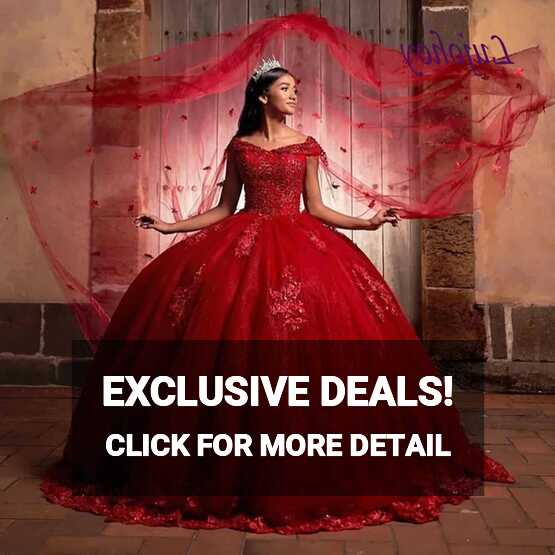 Elegant Red Lace Quinceanera Dresses Ball Gown Women Girl Princess ...