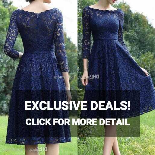 Elegant Royal Blue Lace Bridesmaid Dresses Bateau 3/4 Long Sleeves ...