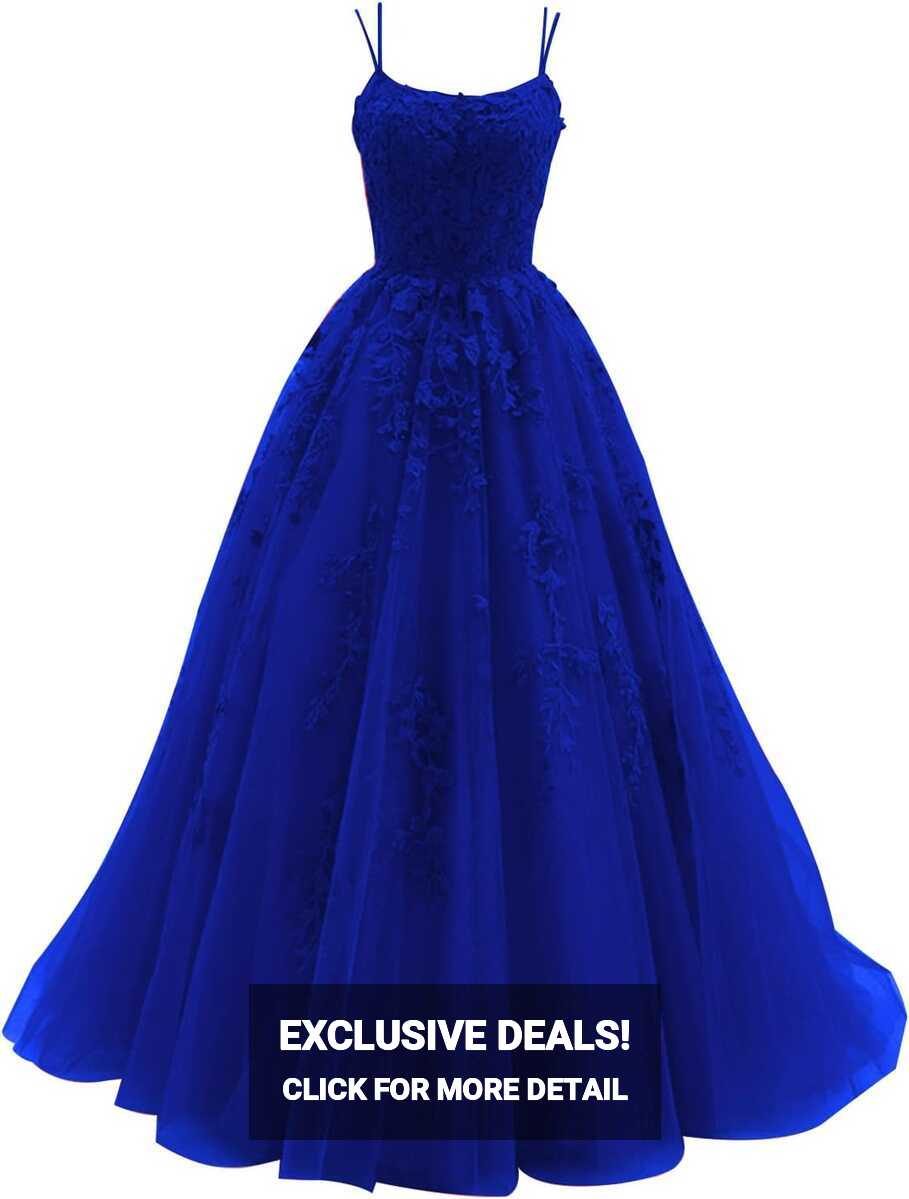 Elegant Royal Blue Prom Dress with Appliques and Turkey | Ubuy