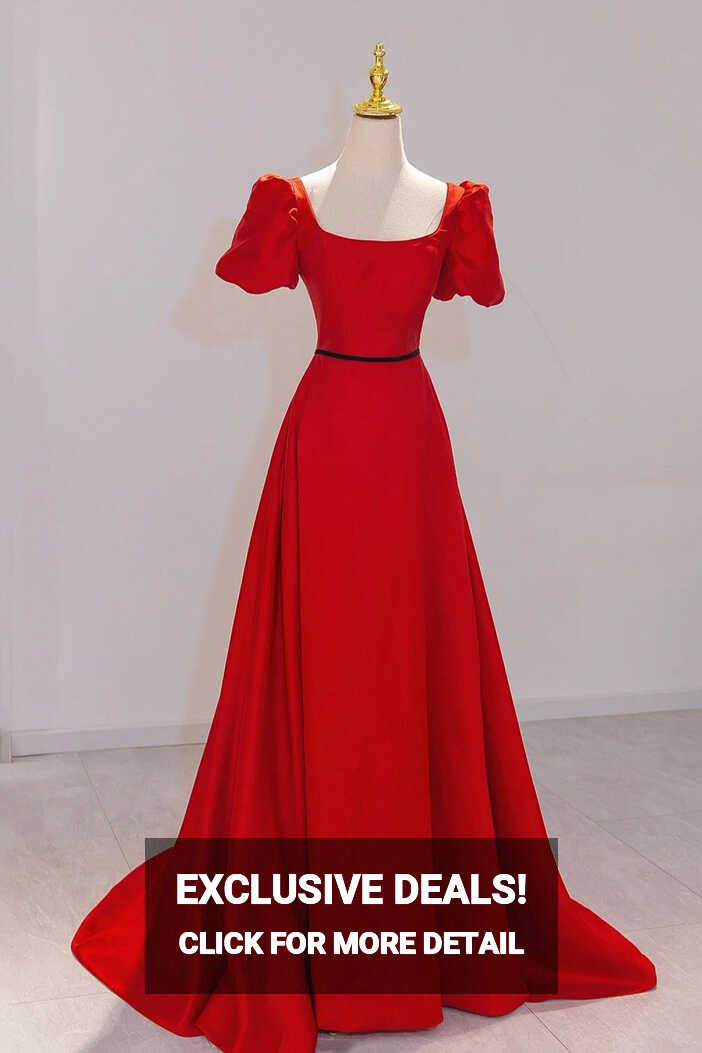 Elegant Satin Long Prom Dress, Simple A-Line Red Evening Party Dress