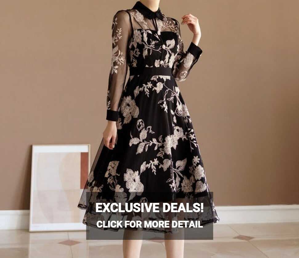 Elegant See Through Black Dress Korean Style Evening Party Dress ...