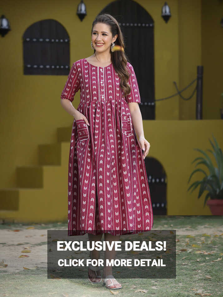 Elegant Self Design Cotton Blend Maxi Dress – stylumin