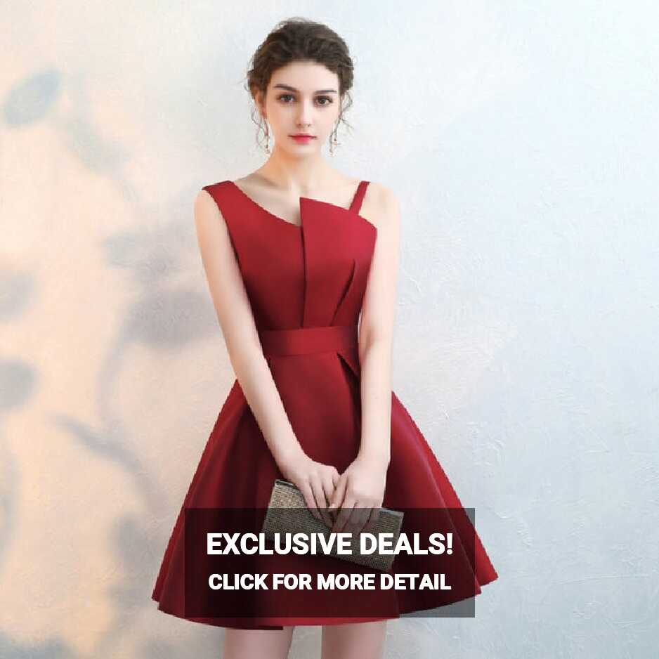 Elegant Short Satin A Line Prom Party Dress - Power Day Sale