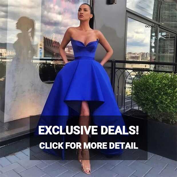 Elegant Simple Blue Satin Evening Dresses with Pockets fashion ...