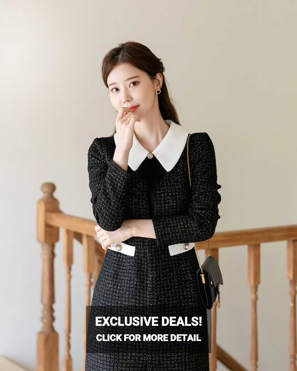 Elegant Tweed Party Mini Dress Korean Style Formal Dress CLD0346 ...