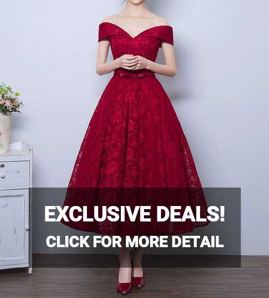 Elegant Vintage Inspired Off Shoulder Style Lace Prom Formal Dress ...