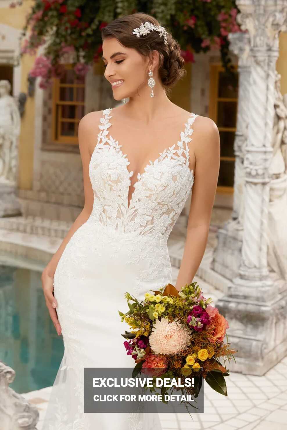 Elegant Wedding Dress with Dramatic Lace Train