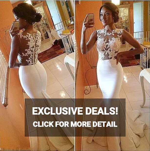 Elegant White Evening Dresses Mermaid With A Train See Through ...