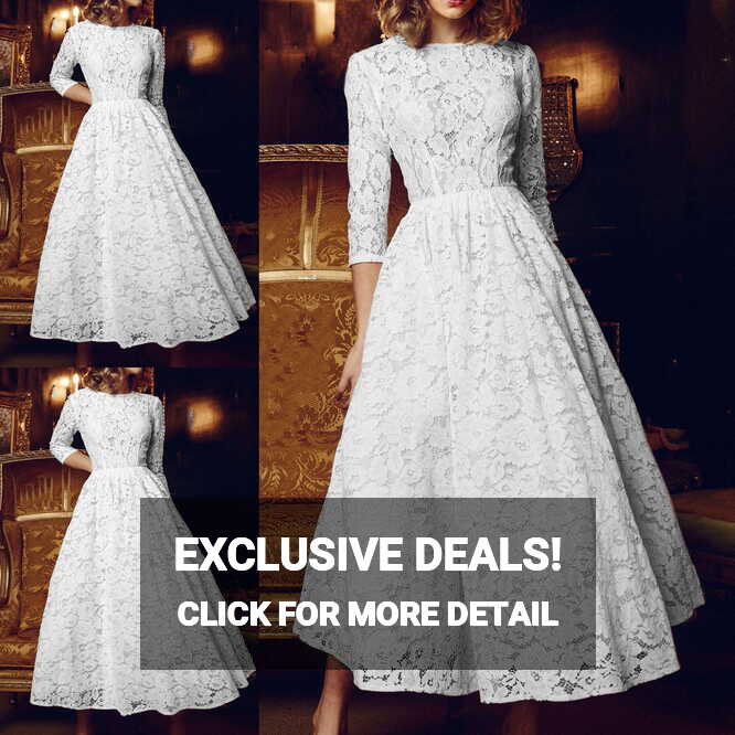 Elegant White Lace Wedding Dress with Long Sleeves - Algeria | Ubuy