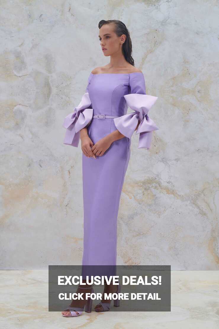 Elegant cocktail dress with bow sleeves design – Ramialali