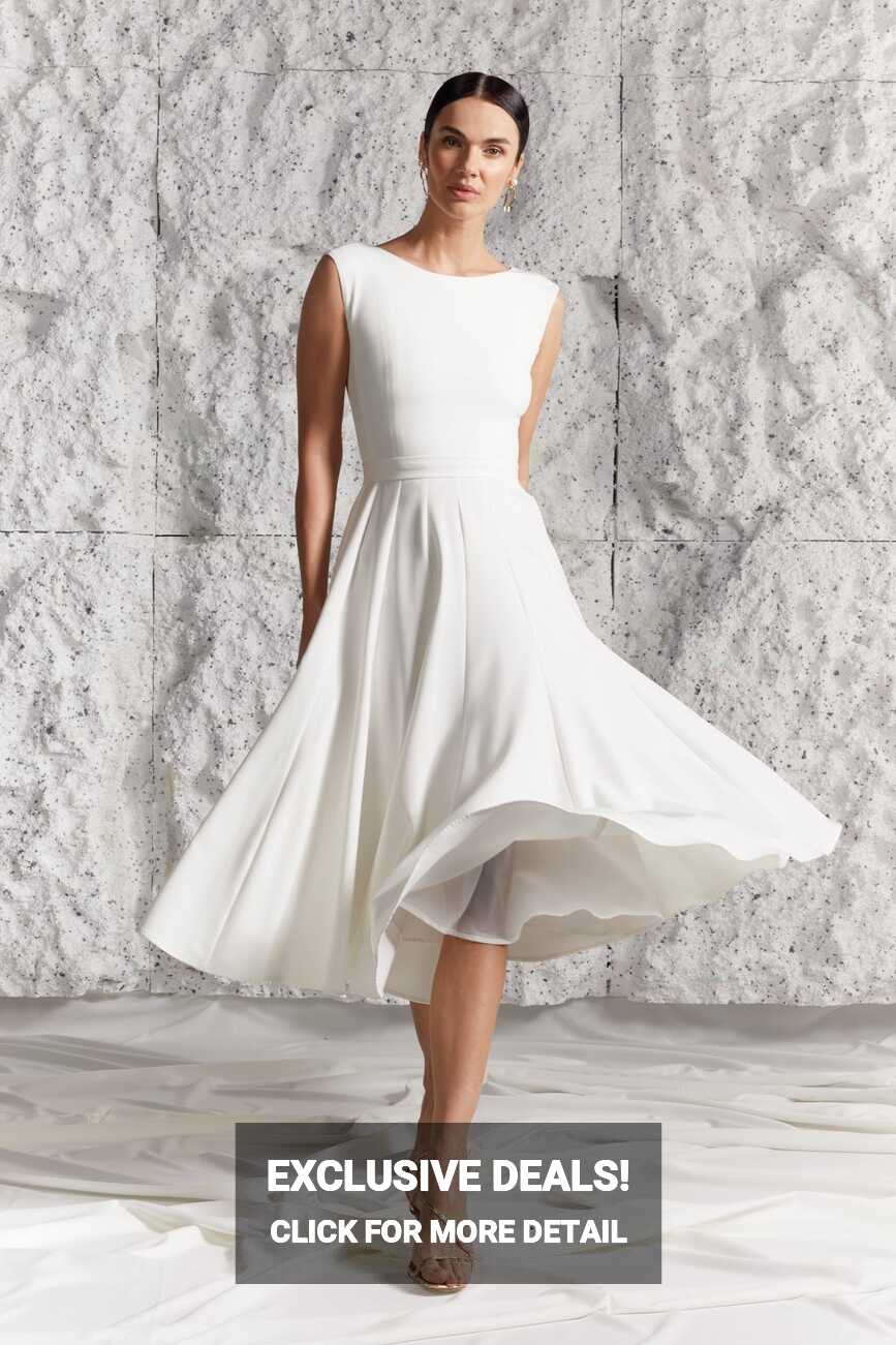 Elegant pleated wedding midi dress ARIOSE | UNDRESS