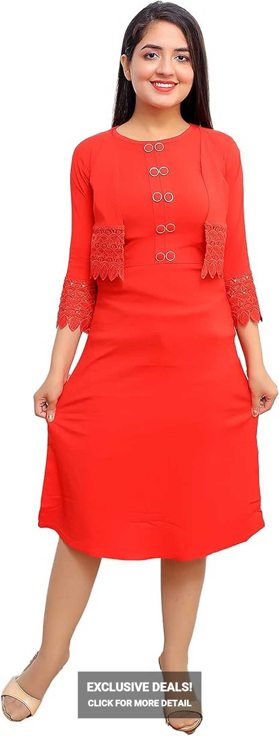 Elendra jeans Girl&#39;s A-Line Knee Length Dress (TOMATO RED, 13-14 ...