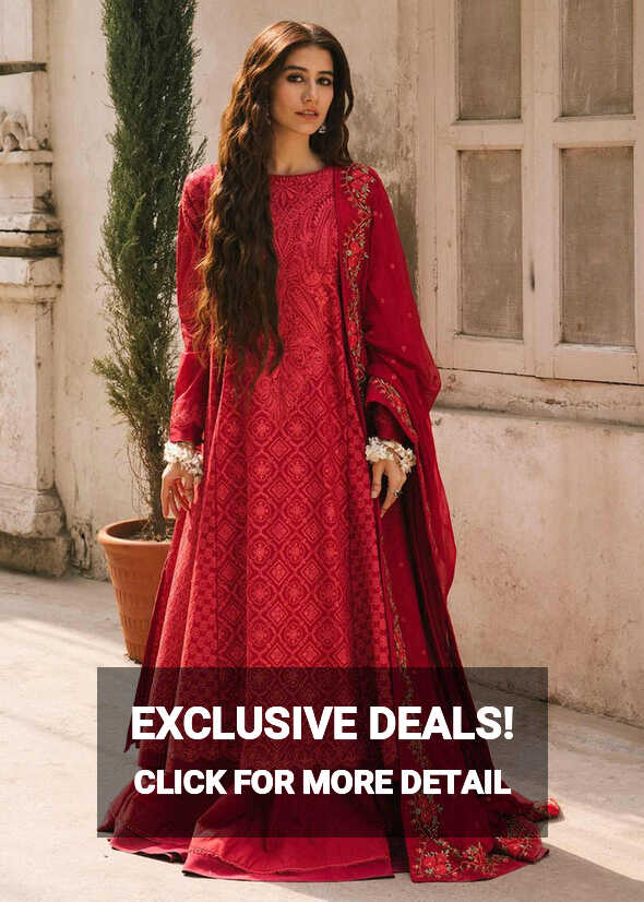 Embellished Red Long Frock with Sharara Pakistani Eid Dresses ...