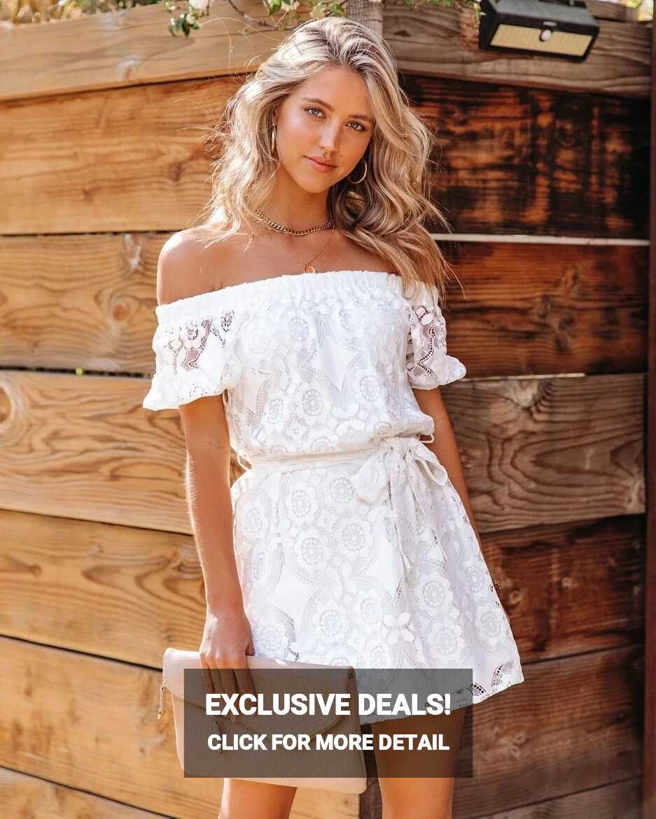 Embroidered Lace off Shoulder Summer Short White Dress - China ...