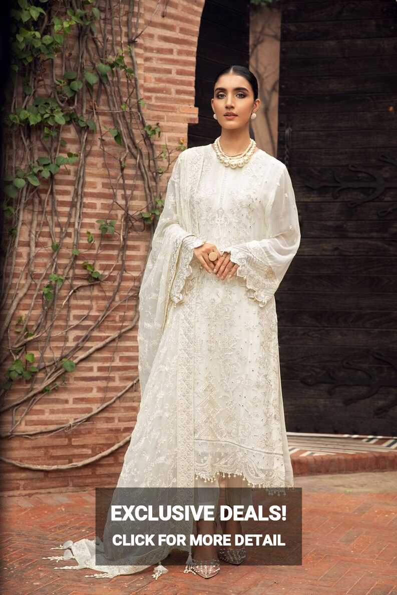 Embroidered White Salwar Kameez Online 2021 #PF139 - SMALL