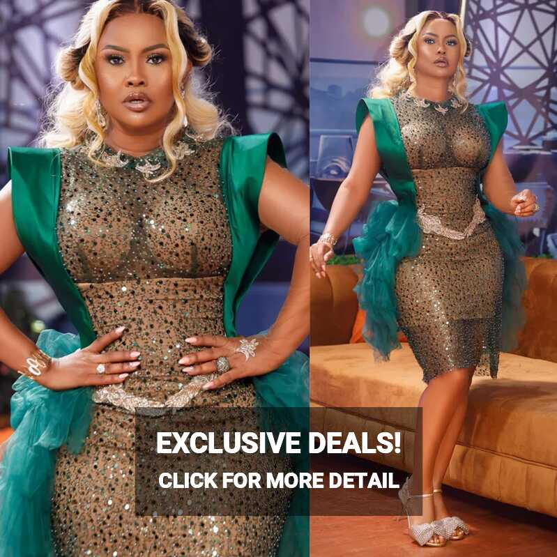 Emerald Green Cocktail Dresses High Neck Sequined Lace Shine Short ...