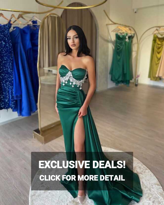 Emerald Green Diamond Sweetheart Green Strapless Prom Dress ...