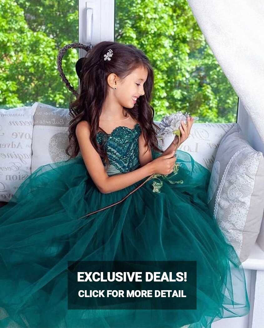 Emerald Green Flower Girl Dress. Fairy Toddler Tiana Princess ...