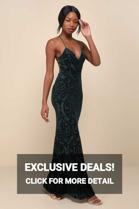 Emerald Green Maxi Dress - Velvet Print Dress - Backless Dress - Lulus