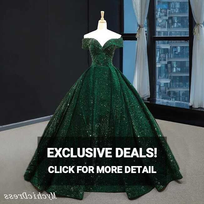 Emerald Green Quinceanera Dresses Sequin Ball Gown Off the ...