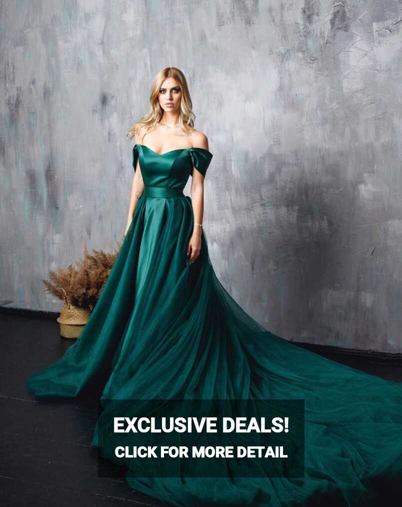 Emerald Green Satin Corset Wedding Guest Dress. 2 in 1 Transformer ...