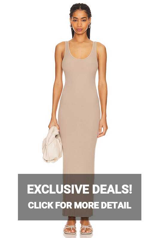 Enza Costa Silk Rib Maxi Tank Dress in Tan | REVOLVE