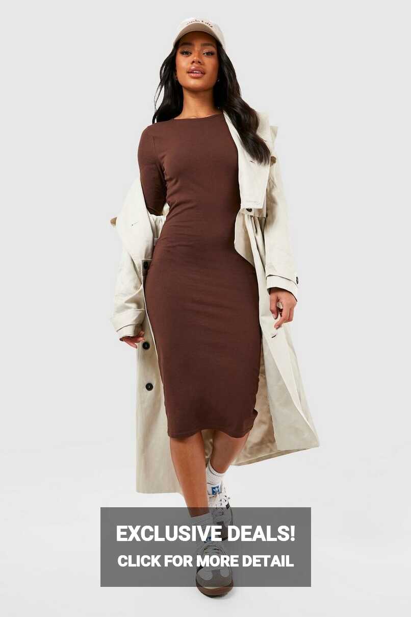 Essential Long Sleeve Midi Bodycon Dress | boohoo IL