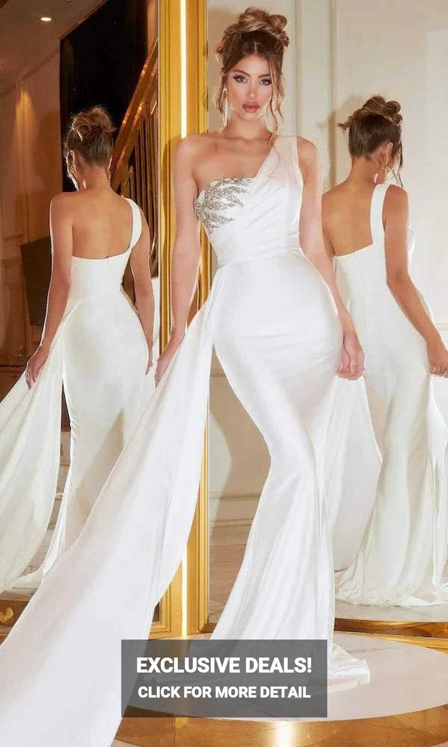 Extreme White Evening Dress| Evening Dresses – D&amp;D Clothing