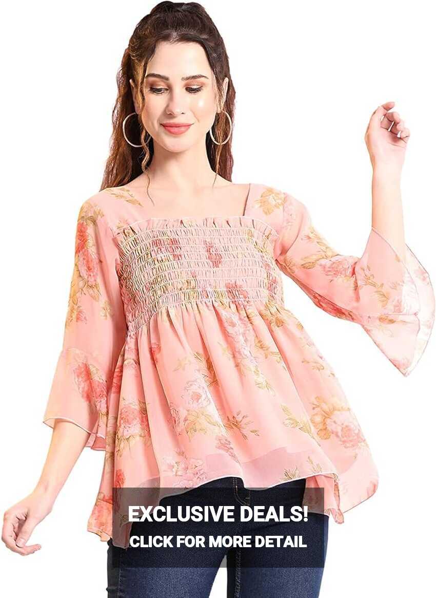 FAINLIST Tunics for Women - Fancy Floral Printed Western Tunic Top ...