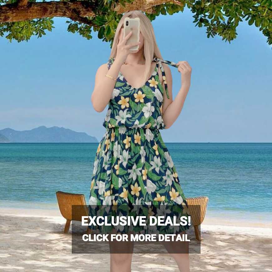 FLORAL DRESS FOR WOMEN SUMMER CASUAL DRESS SLEEVELESS DRESS TIE ...