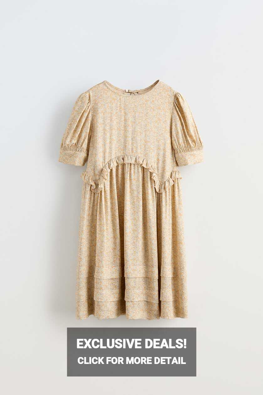 FLORAL DRESS WITH RUFFLES - Grey / Beige | ZARA Turkey