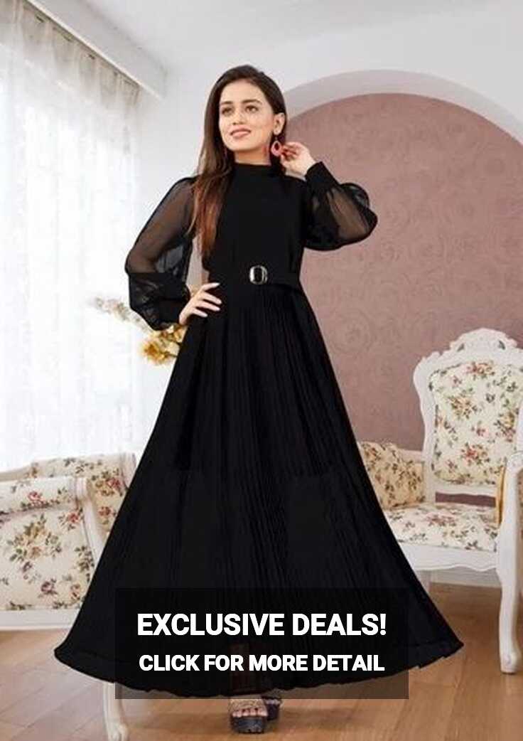 Fabric: Georgette Pattern: Solid Black Ladies Gown at Rs 1050 ...