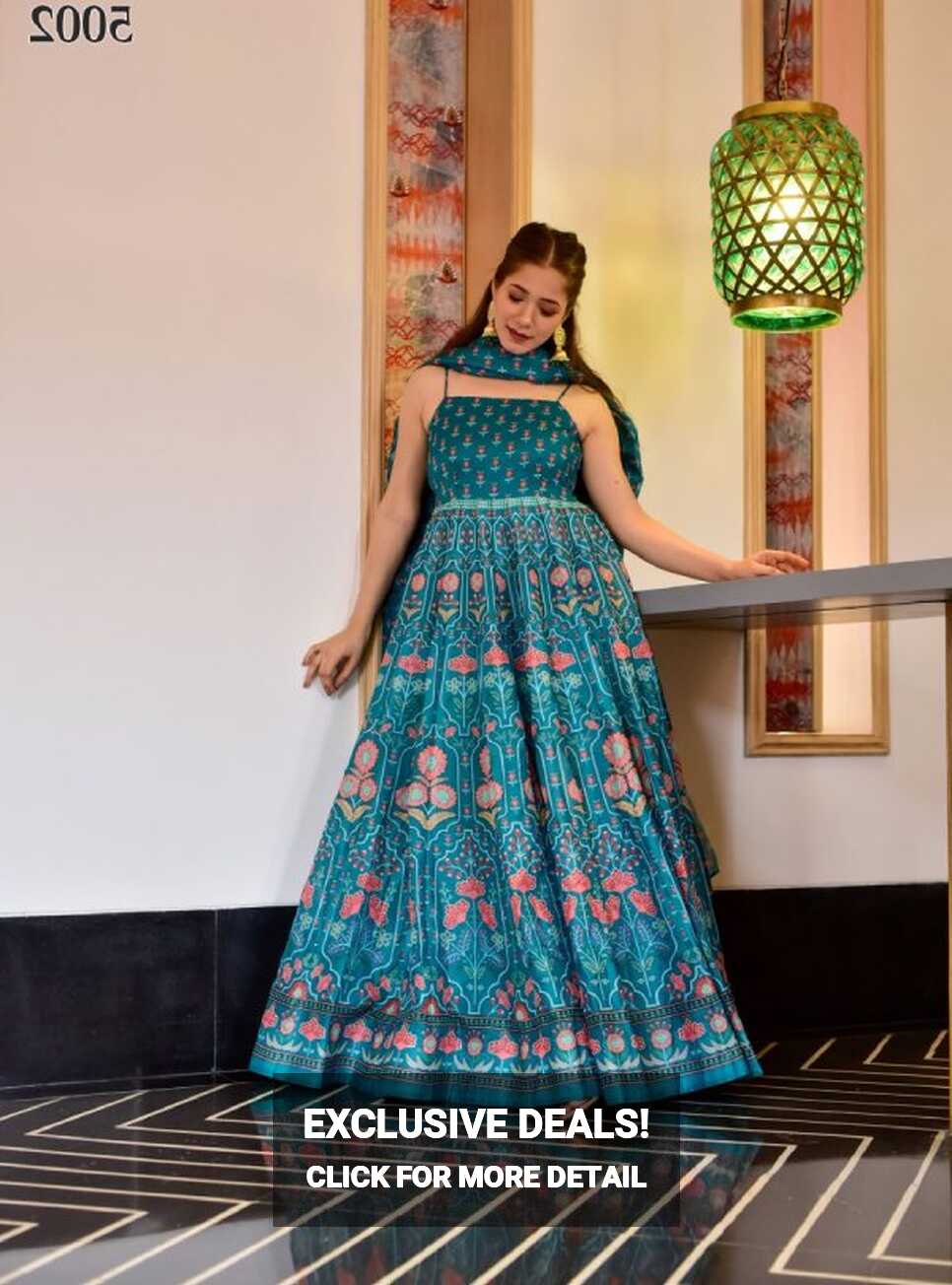 Fabulous Silk Cotton Party Wear Gown | Latest Kurti Designs