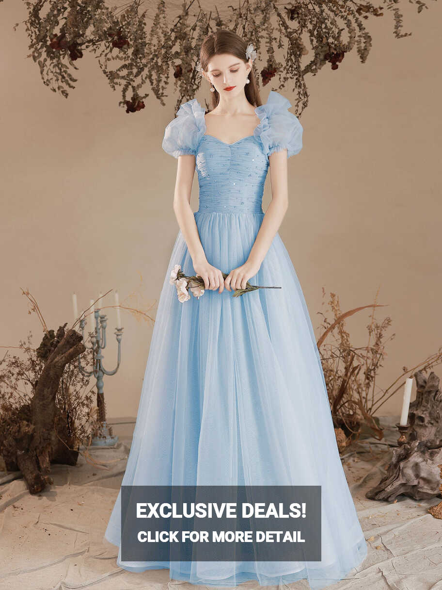 Fairy Princess Tule Light Blue Formal Dress Long Party Dress