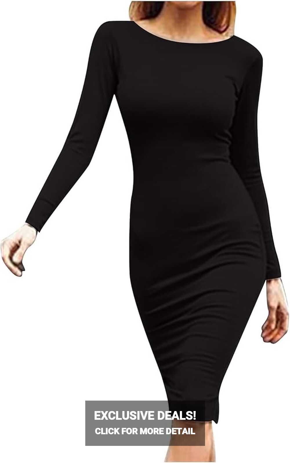 Fall Casual Bodycon Dress for Women Crew Neck Long Sleeve Tunic ...