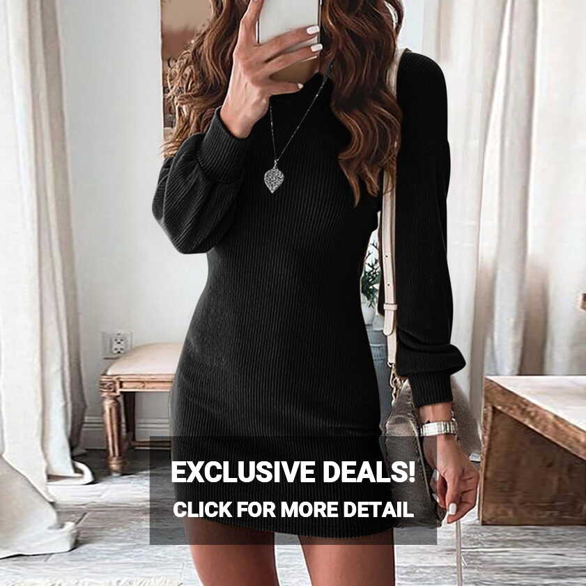 Fall Dresses for Women 2023 Women&#39;S Long Sleeve Crewneck Slit Tie ...