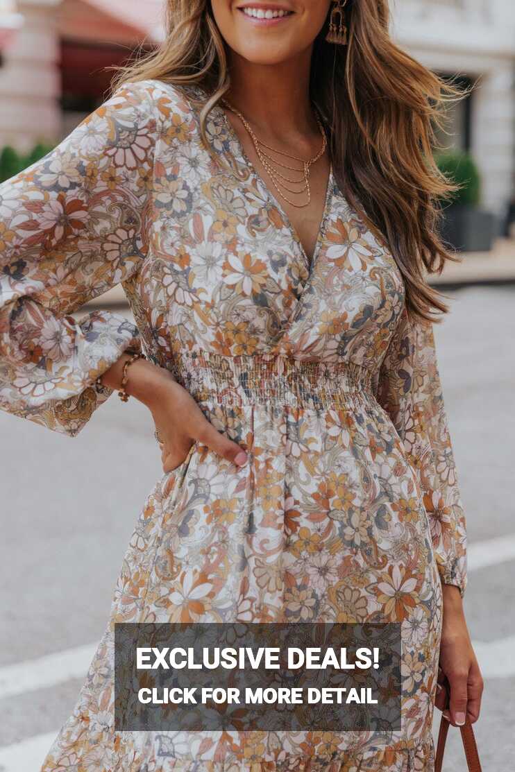 Fall Sweetheart Floral Long Sleeve Midi Dress – Magnolia Boutique