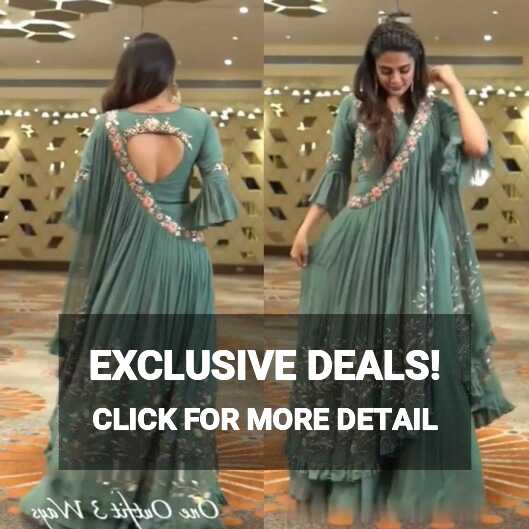 Fancy work designer gown with fancy ruffle work stylish dupatta