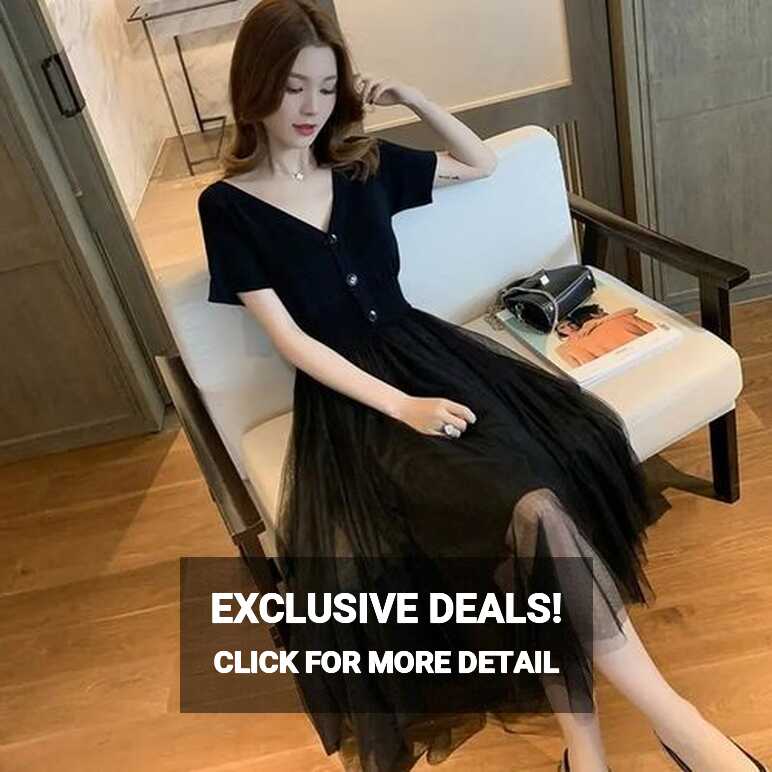 Fashion (105cm Length Black)Summer Korean Women Bodycon Robe ...