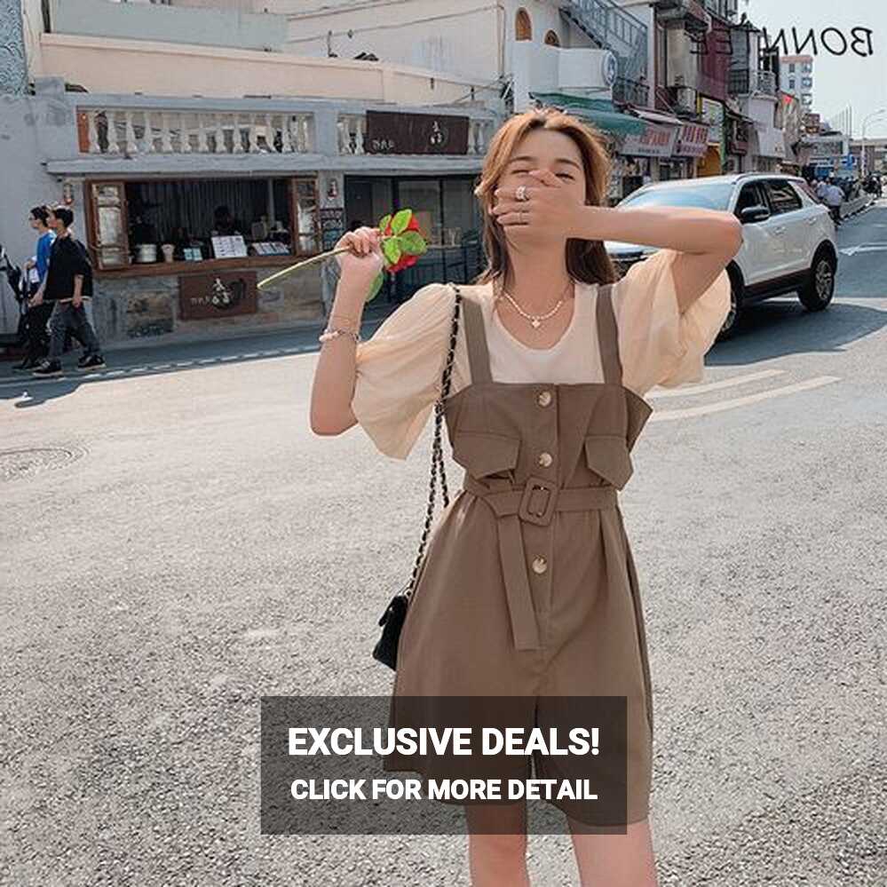 Fashion (black 2 Pcs Sets)Sets Women Summer Solid All-match Korean ...