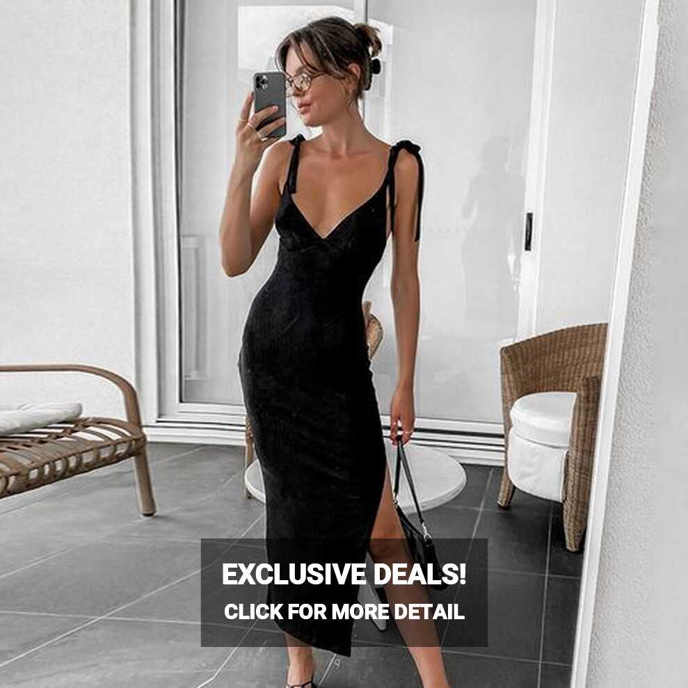 Fashion (black)Fashion Bow Straps Summer Dress Women Backless Midi ...