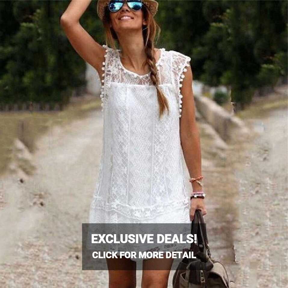 Fashion (white)Womens Summer Dresses Summer White Lace Mini Party ...