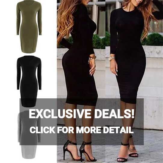 Fashion Autumn Women Casual Long Sleeve Bodycon Black Bodycon ...