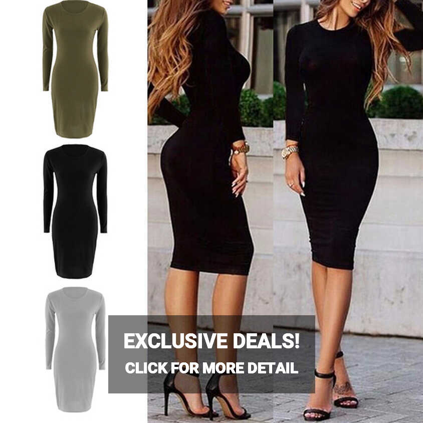 Fashion Autumn Women Casual Long Sleeve Bodycon Dresses Ladies ...