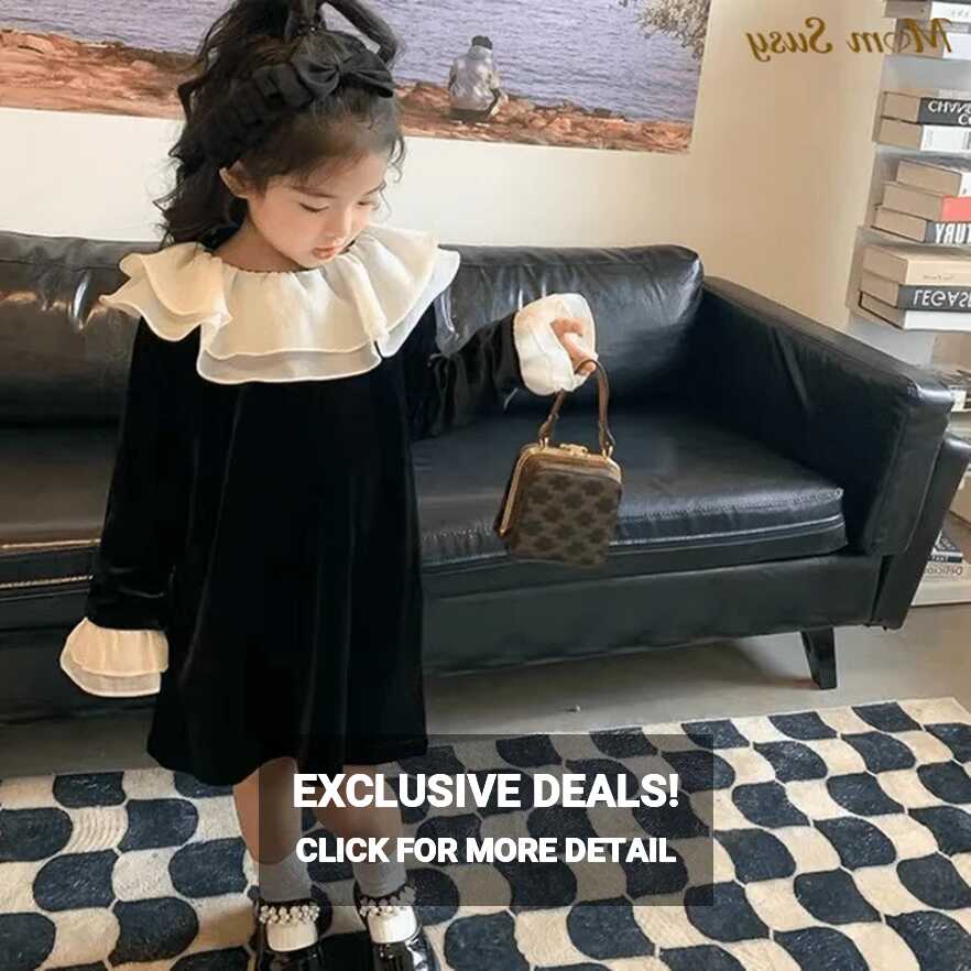 Fashion Baby Girl Princess Dress Velvet Flare Lace Long Sleeve ...