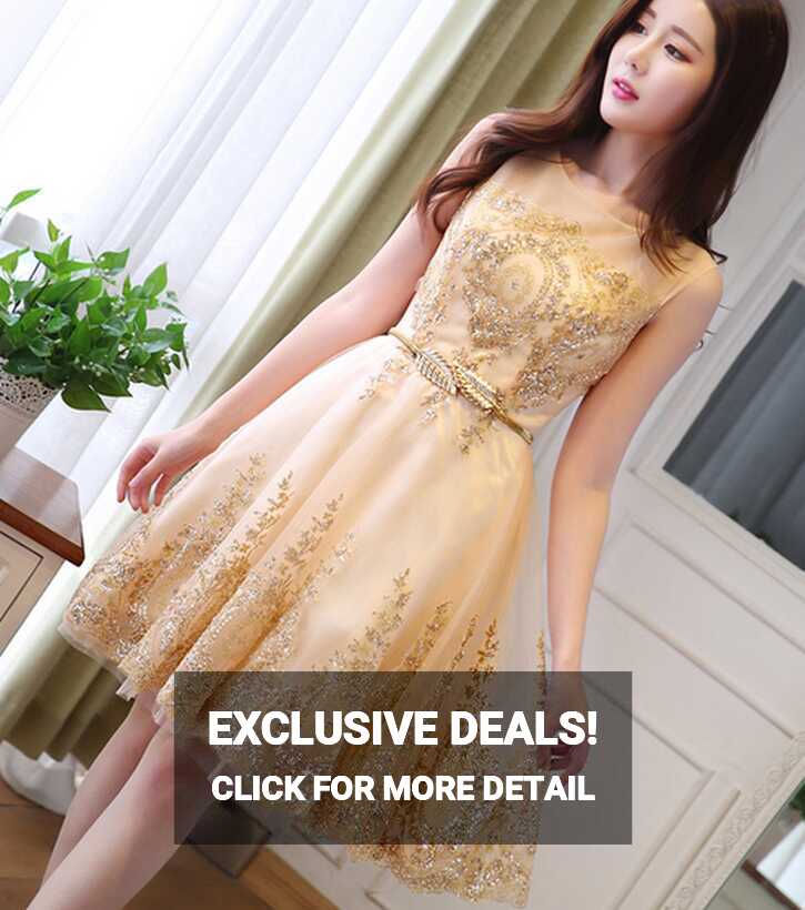 Fashion Dress Short Toast Clothing Golden Bride Wedding Dresses ...