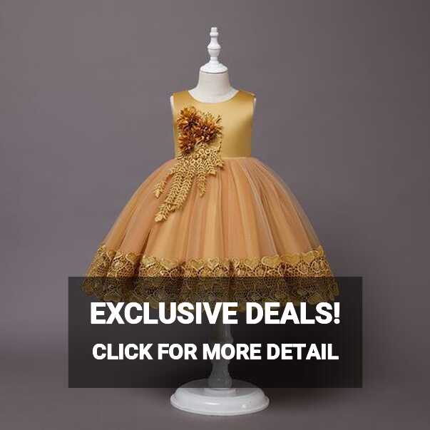 Fashion Elegant Gown Girl Dresses Yellow Kids Princess For Gowns ...