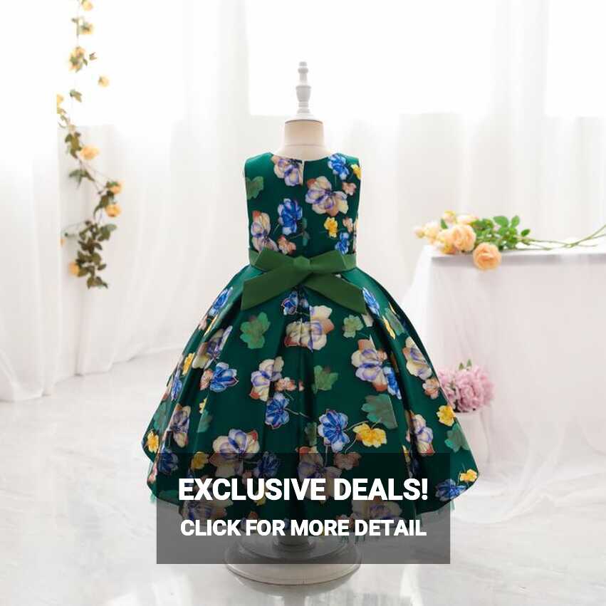 Fashion Girls&#39; Green Dress Children&#39;s Princess Dress Flower Girl ...